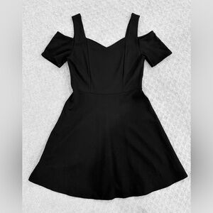 Monteau Black Mini Dress with Cold Shoulders.